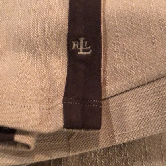 Ralph Lauren size Medium Tan stretch leggings with brown tuxedo stripe leg - Picture 3 of 8
